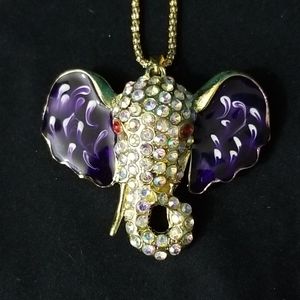 Betsey Johnson Purple Elephant Necklace